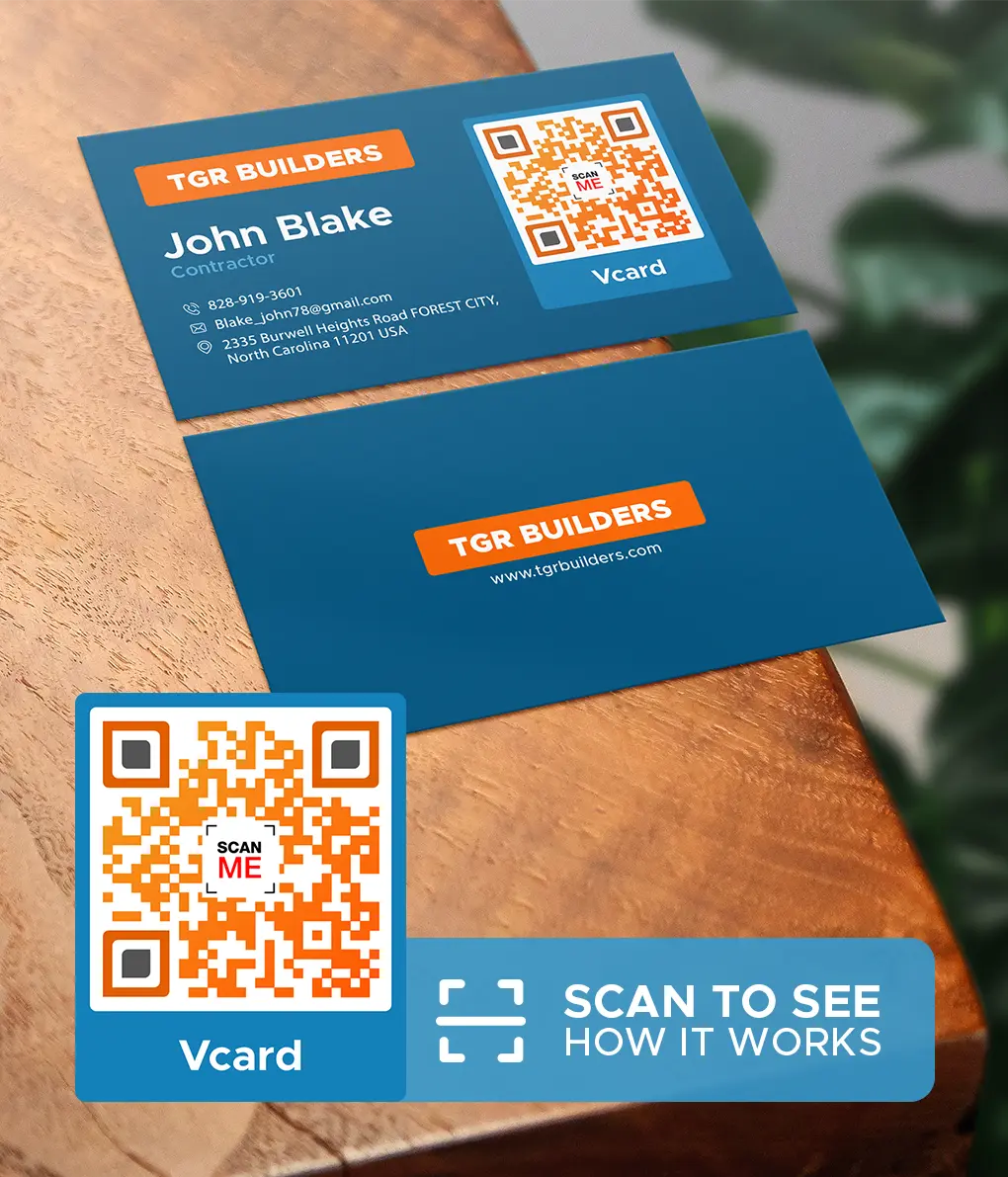 Digital business card with a QR code